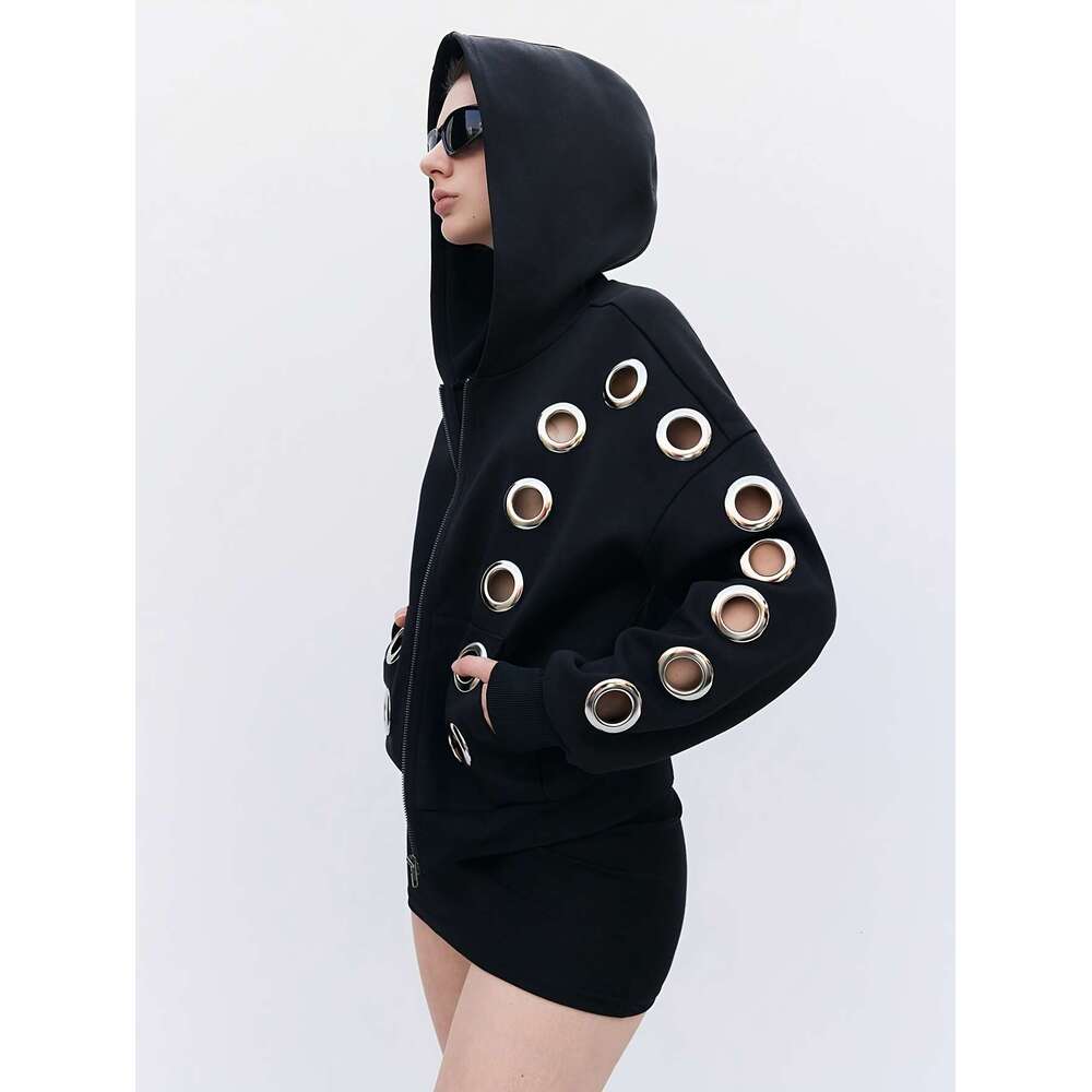 Sweat-shirt gothique à cordon de serrage ajouré de personnalité de nouveau style, haut de vêtements de détente décontracté et confortable pour fe