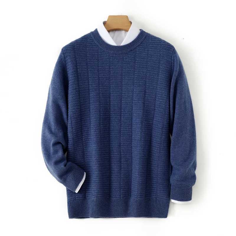 Pull en cachemire à manches longues et col rond pour homme, pull chaud à motif tricoté, haut tendance, automne et hiver, M251206