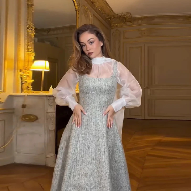 Womens Elegant Woolen Coat Dress Suit Chic Lapel Tweed Long Sleeve Slim Fit Office Set Autumn Winter Party Club Outfit 251205