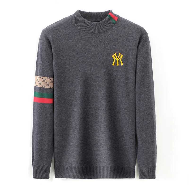 Qualité Hommes Tricoté Pull De Luxe O-Cou Lettre Exquise Embroid Demi Col Haut Pull Automne Polyvalent Casual Menswear M251208