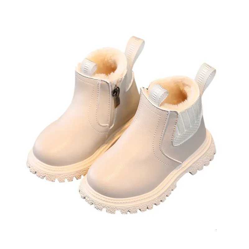Automne hiver enfant garçons filles décontracté bottines confortable Simple côté fermeture éclair en cuir bottes velours chaud antidérapant Boots
