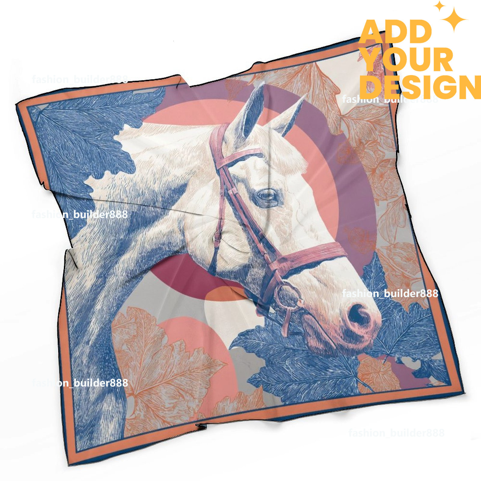 Designer personnalisé H cou écharpe pour motif de cheval de luxe femmes soyeux foulards cheveux bandanas carré écharpe accessoires de mode léger
