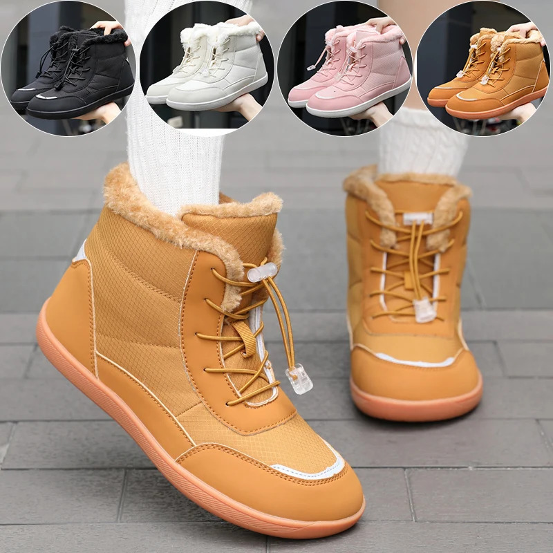 bottes de neige pieds nus pour femmes bottes de neige chaudes chaussures de randonnée en plein air bottines en fourrure d'hiver bottes pour femme