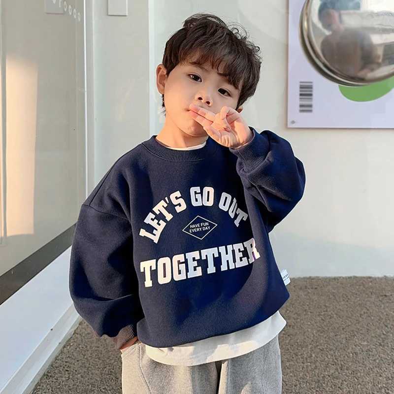 Sweat à capuche pour enfants, haut à manches longues, sport décontracté, peau douce, ample, mignon, nouveau pull à col rond, pour bébés garçons,