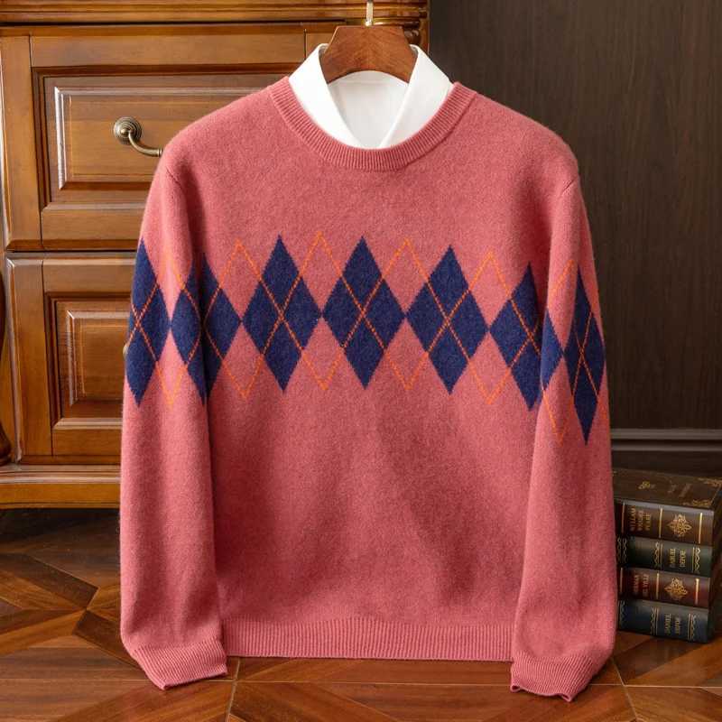 MVLYFLRT automne hiver nouveau pull pour hommes 100 Pure laine col rond pull épaissi et chaud contraste couleur hauts à manches longues M251206