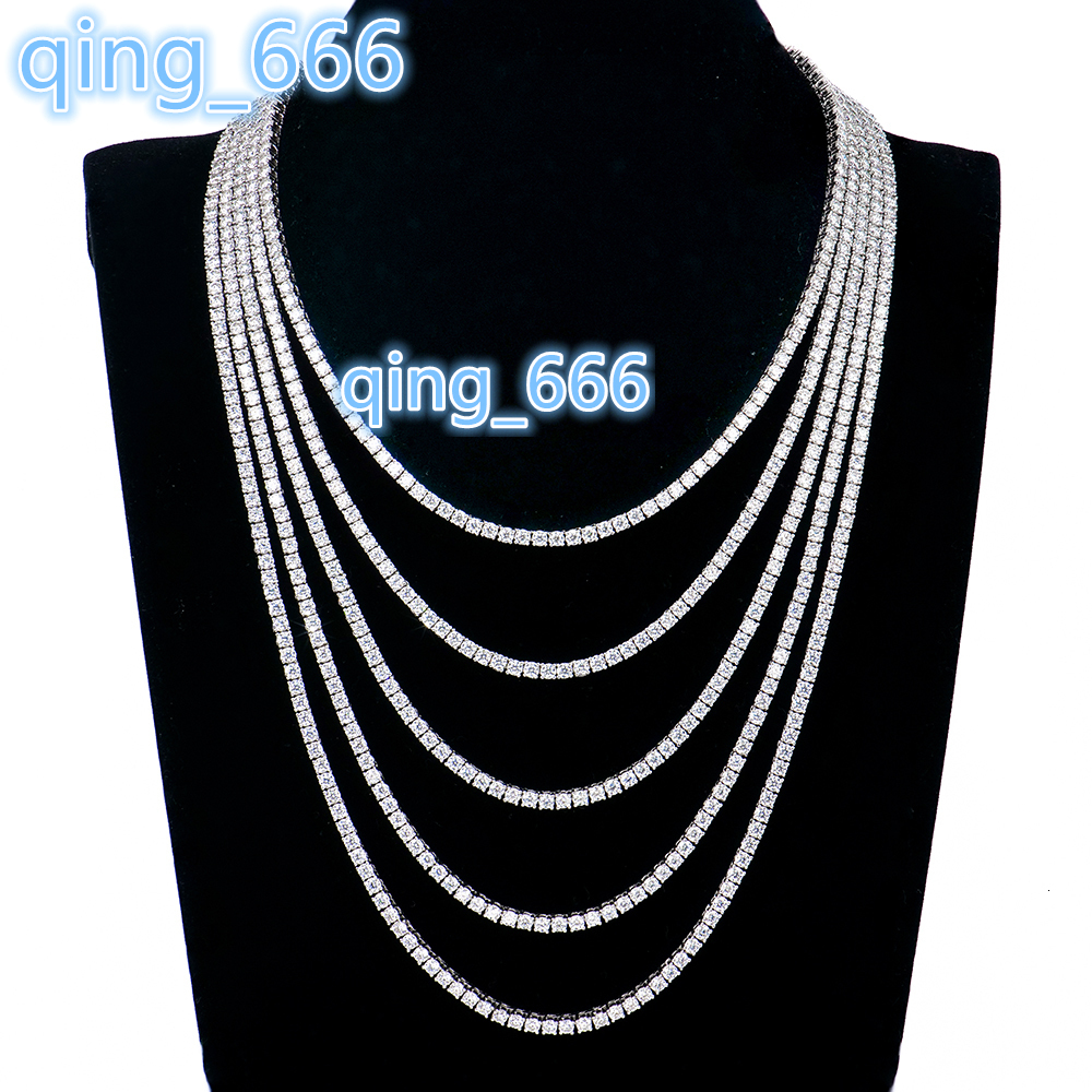 Colliers de Tennis Moissanite en argent 925 D VVS, colliers en diamant Moissanite glacé plaqué or, chaîne de Tennis Moissanite de 3 à 6mm
