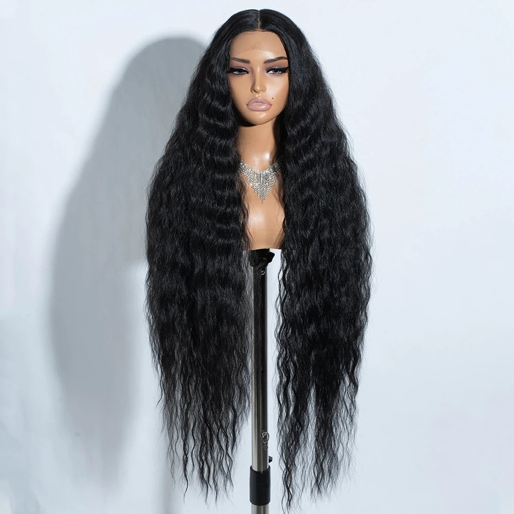 Perruque de cheveux humains bouclés noirs 13x4 vague profonde 40 pouces Hd perruque frontale en dentelle transparente perruques sans colle cheveu