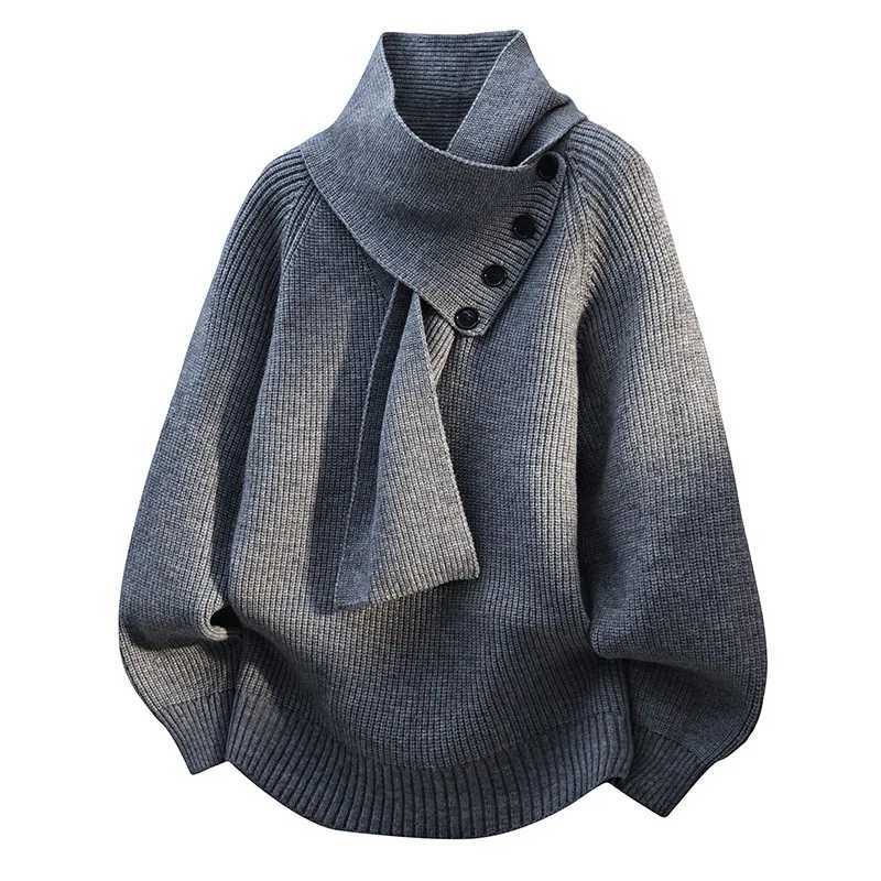 Nouveau Design de mode hommes écharpe col pull pulls hommes printemps vêtements d'extérieur automne lâche Csual tricoté chandails taille 4XL M251