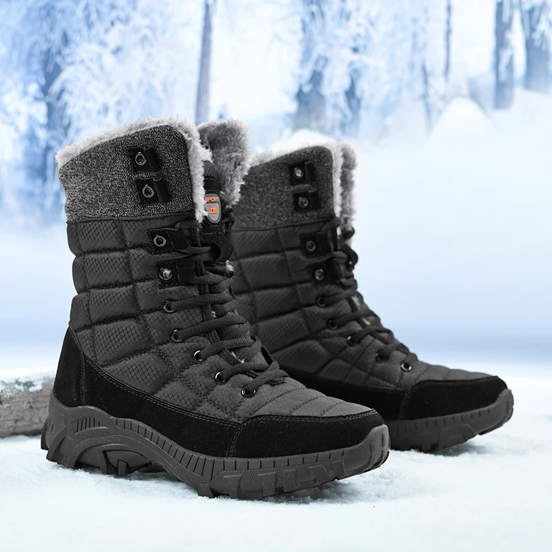 Grande taille 47 48 hommes bottes haut chaussures de randonnée en peluche chaud bottes de neige en plein air baskets imperméable en cuir décontra