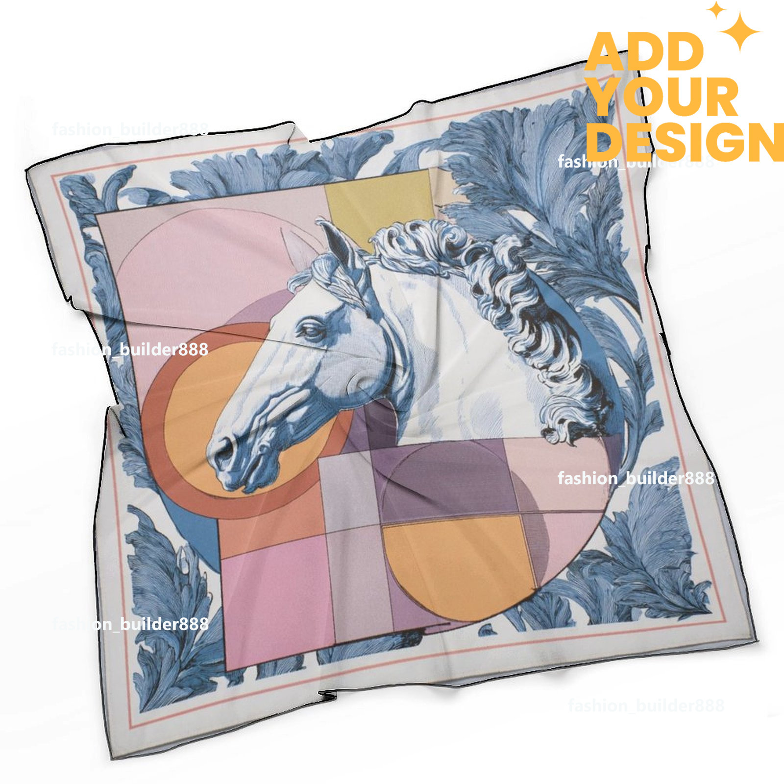 Designer personnalisé H cou écharpe pour motif de cheval de luxe femmes soyeux foulards cheveux bandanas carré écharpe accessoires de mode léger