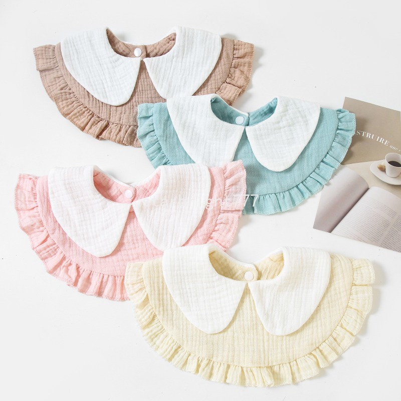 Newborn Baby Baby Stuff Items Gauze Bibs 4 Layer Pure Cotton 360 Degree Round Solid Color Infant Burp Cloth Apron Children Gifts