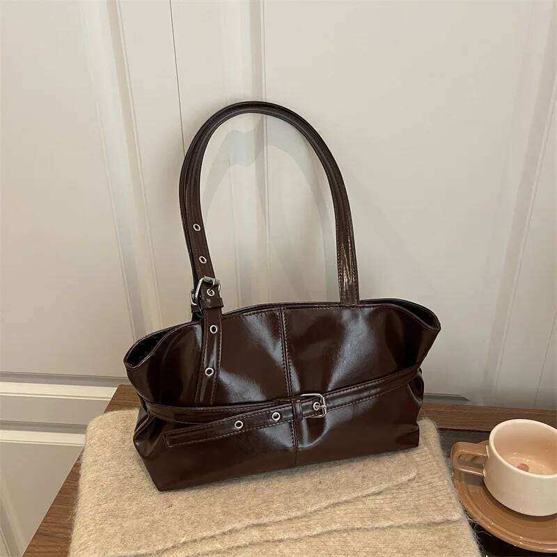 Winter Style Women's Retro Minimalist Tote Shoulder Bag Autumn Large Capacity Commuting Top-Handle Hand Bags For Women