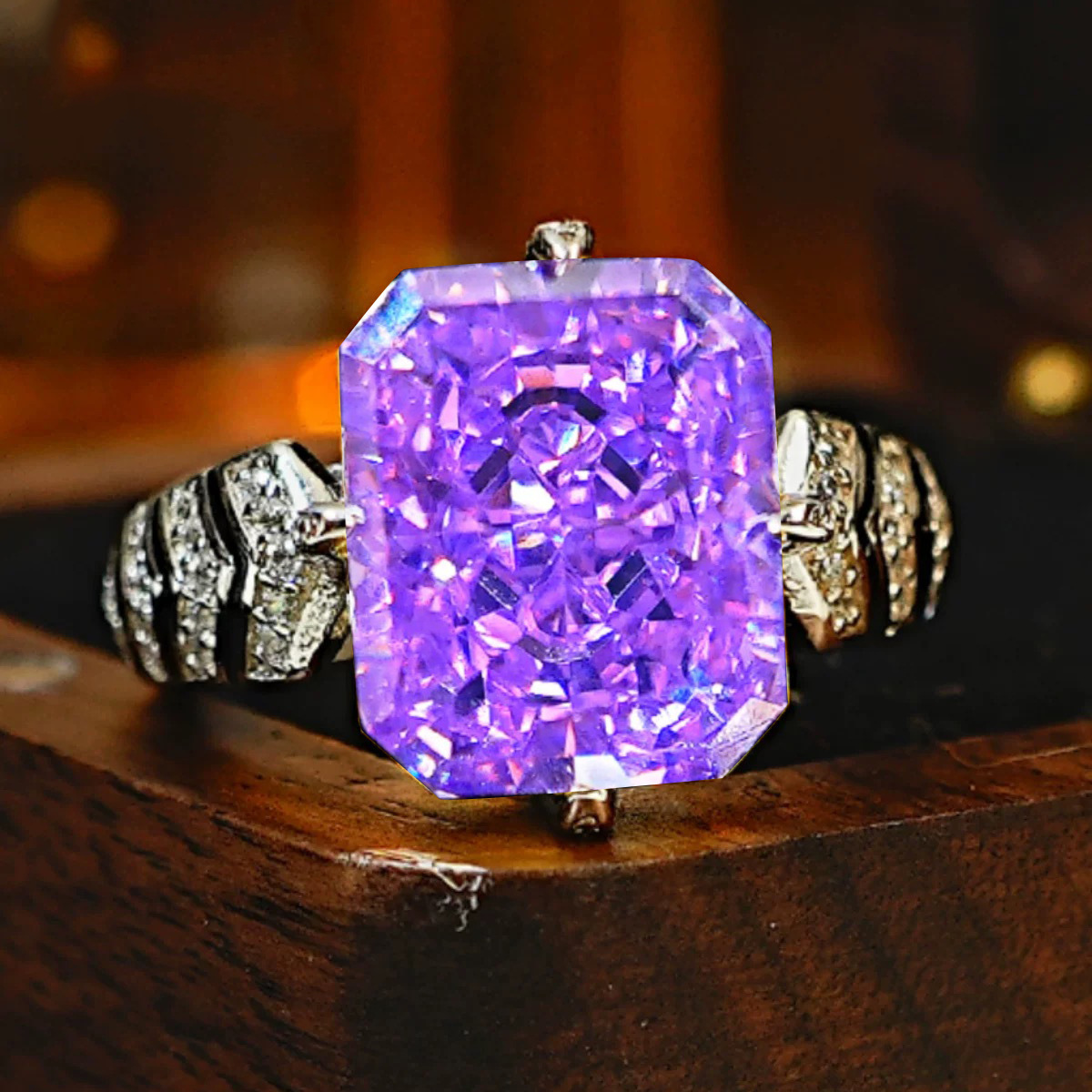 Choucong Sparkling Wedding Rings Luxury Jewelry 925 Sterling Silver Fill Ice Cut Purple Lab Moissanite Diamond Gemstones Party Eternity Women Open R