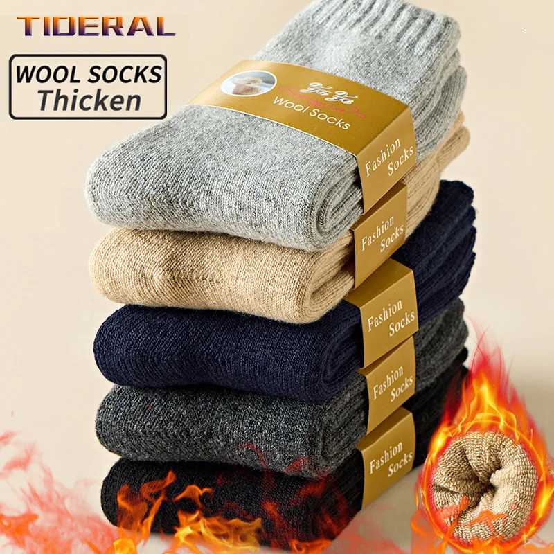 Men Thick Thermal Wool Socks Man Winter Warm Merino Wool Rabbit Solid High Quality Socks Male Cotton Casual Super Thicker SockT251206