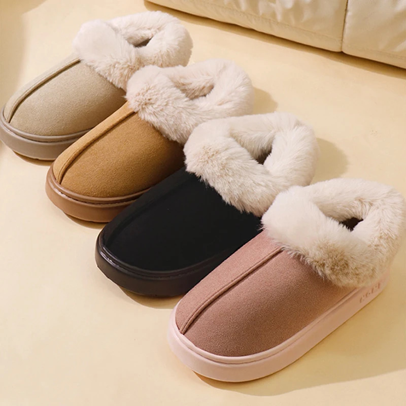 Thickened Warm Plush Snow Boots Women Winter 2025 Fluffy Faux Fur Cotton Shoes Woman Thick Sole Non Slip Comfort House Slippers 251201