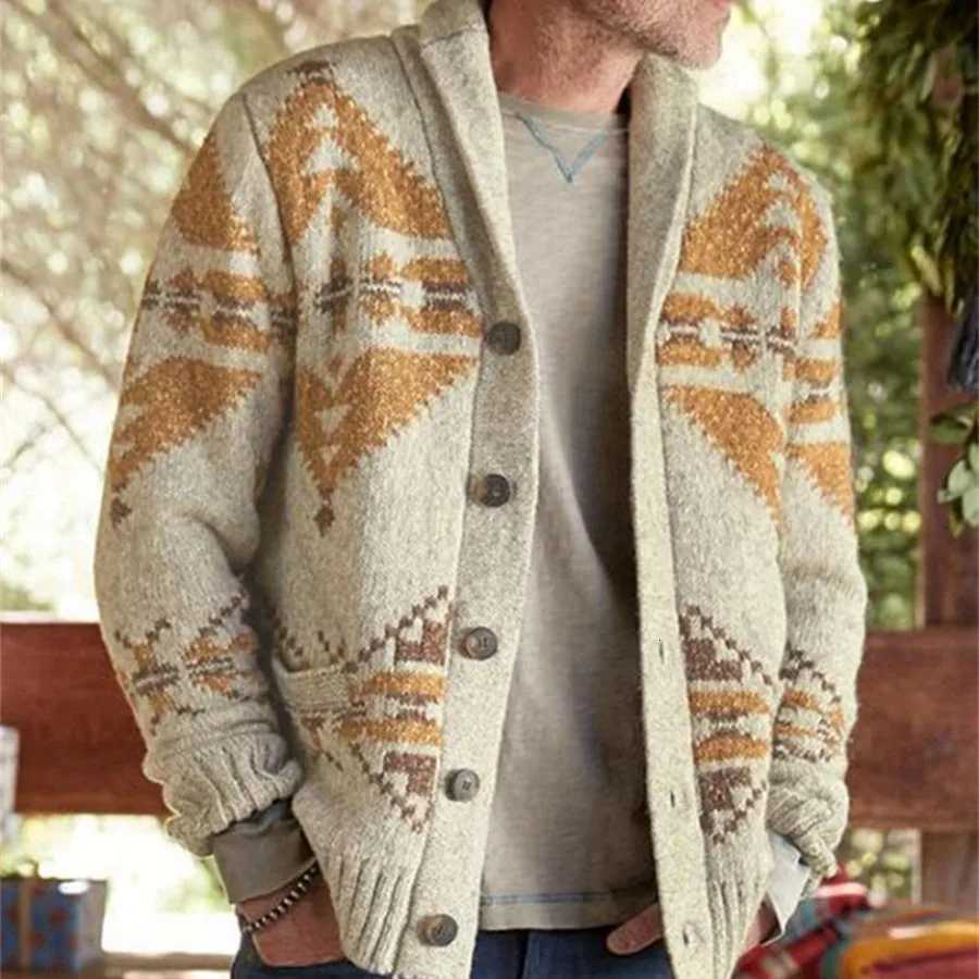 2026 Autumn Winter Mens Knitted Cardigan Loose Jacquard Sweater Casual Streetwear British Vintage Male Jacket Men Clothes 4XL M251206