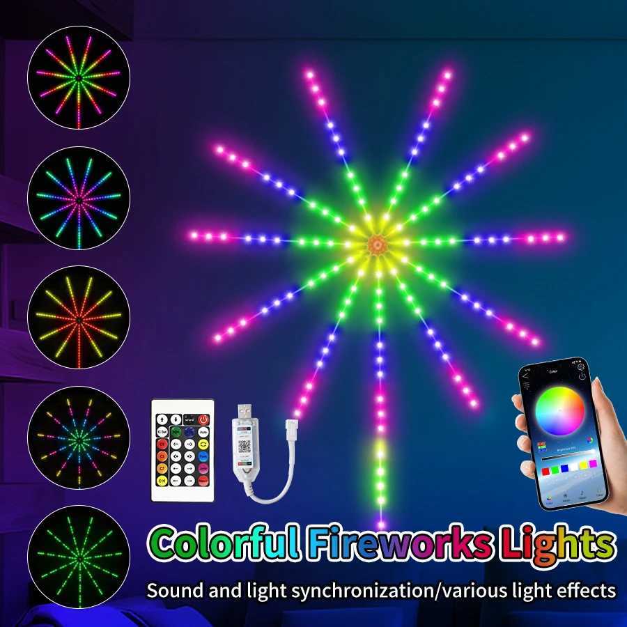 RGBIC LED feux d'artifice chaîne Bluetooth APP contrôle synchronisation musique USB 5V rêve couleur guirlande lumineuse fête de mariage décor de
