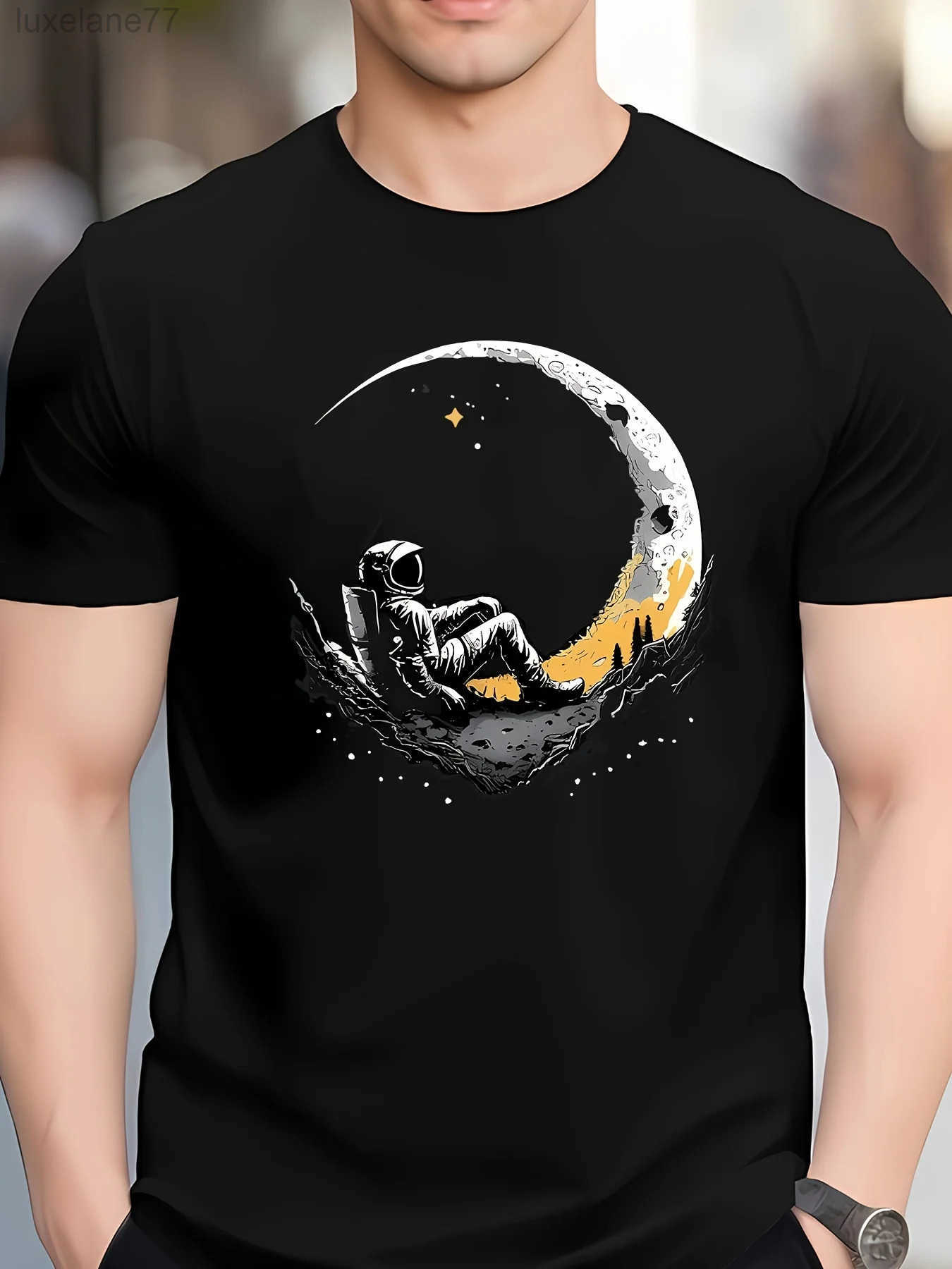Mens summer 100 cotton fashionable casual loose plus size round neck short sleeved T-