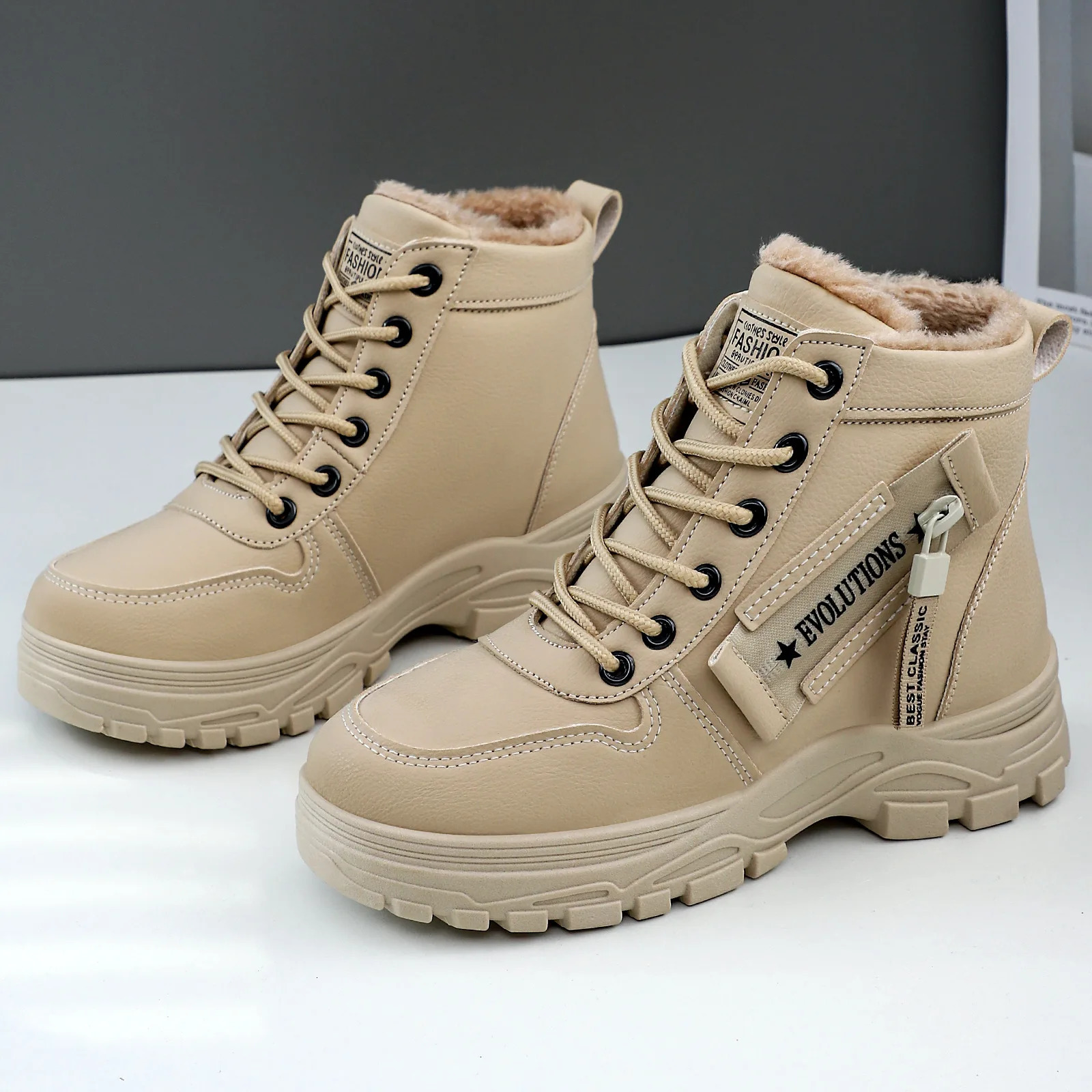 Bottes de neige pour femmes chaussures d'hiver en coton polaire bottes en coton chaudes et polyvalentes bottes pour femmes grande taille 251204