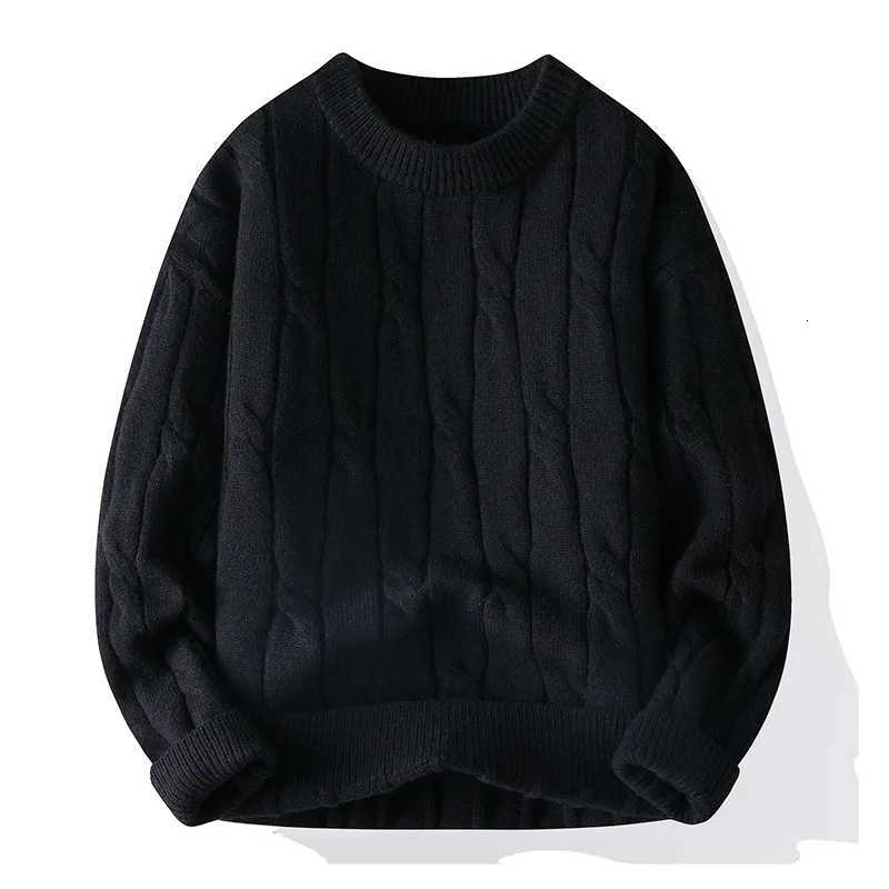 Automne hiver nouvelle mode hommes couleur unie col rond à manches longues en vrac Simple basique décontracté à la mode pull tricoté pulls mâle M
