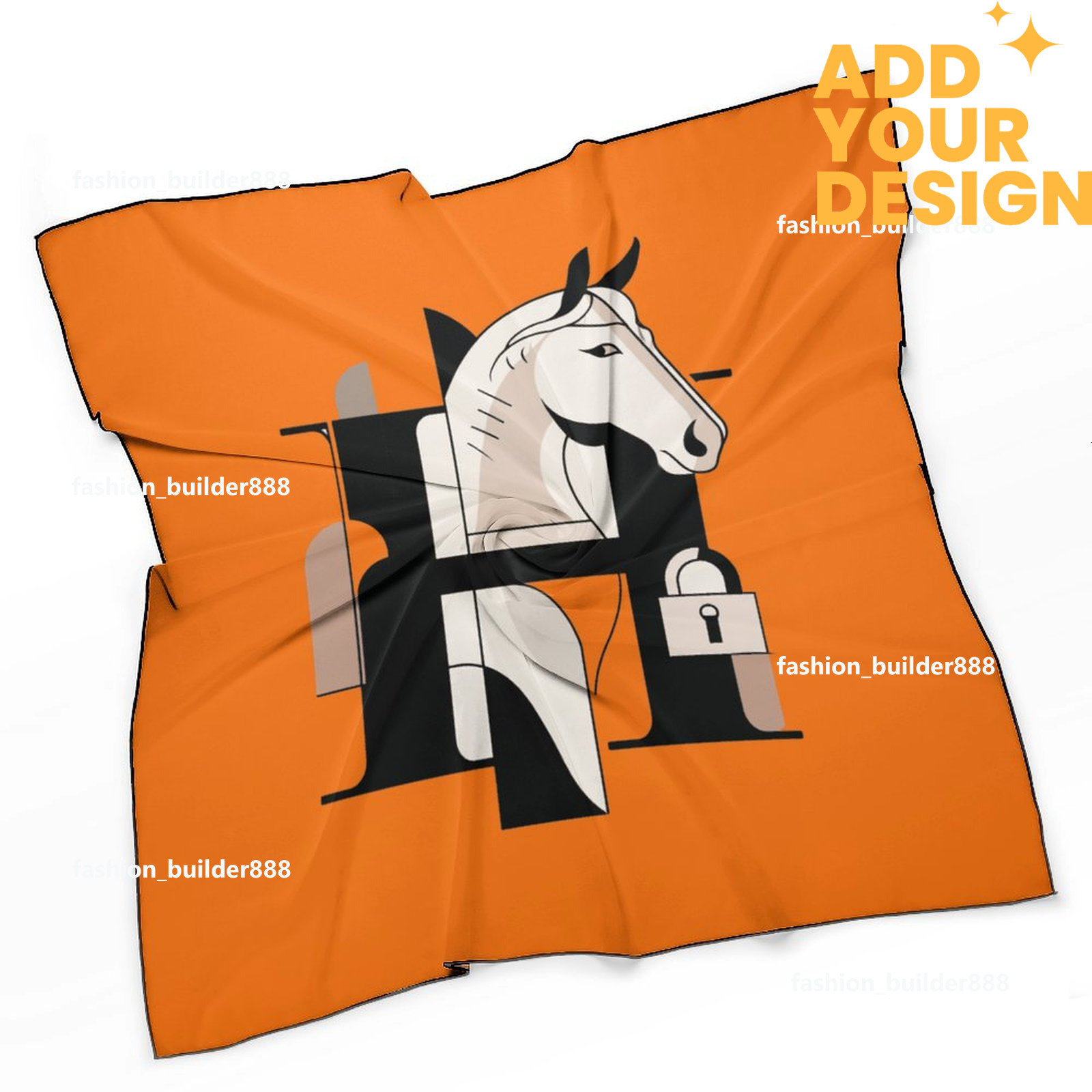 Designer personnalisé H cou écharpe pour motif de cheval de luxe femmes soyeux foulards cheveux bandanas carré écharpe accessoires de mode léger
