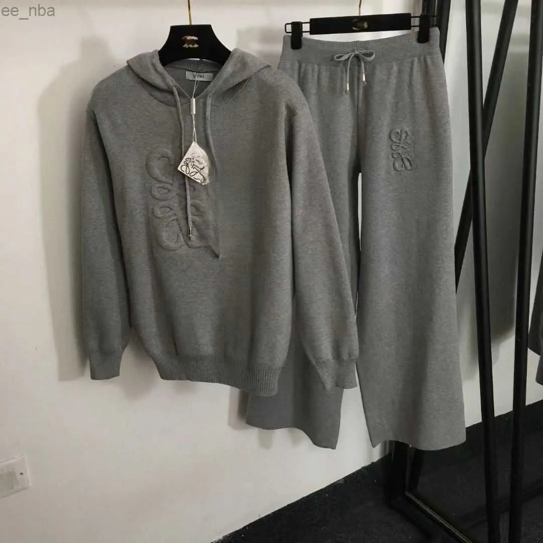 Tricot Pull à capuche avec cordon de serrage Survêtements de créateurs Pantalons tricotés en deux pièces Ensemble Sweat à capuche à manches longu