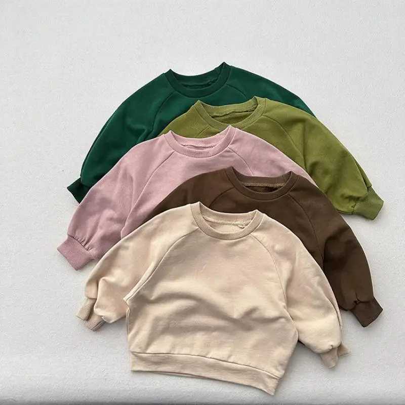 2025 Autumn New Children Sweatshirt Solid Boys Girls Long Sleeve Vintage Pullover Kids Casual Sweatshirt Cotton Baby ClothesXJ251206