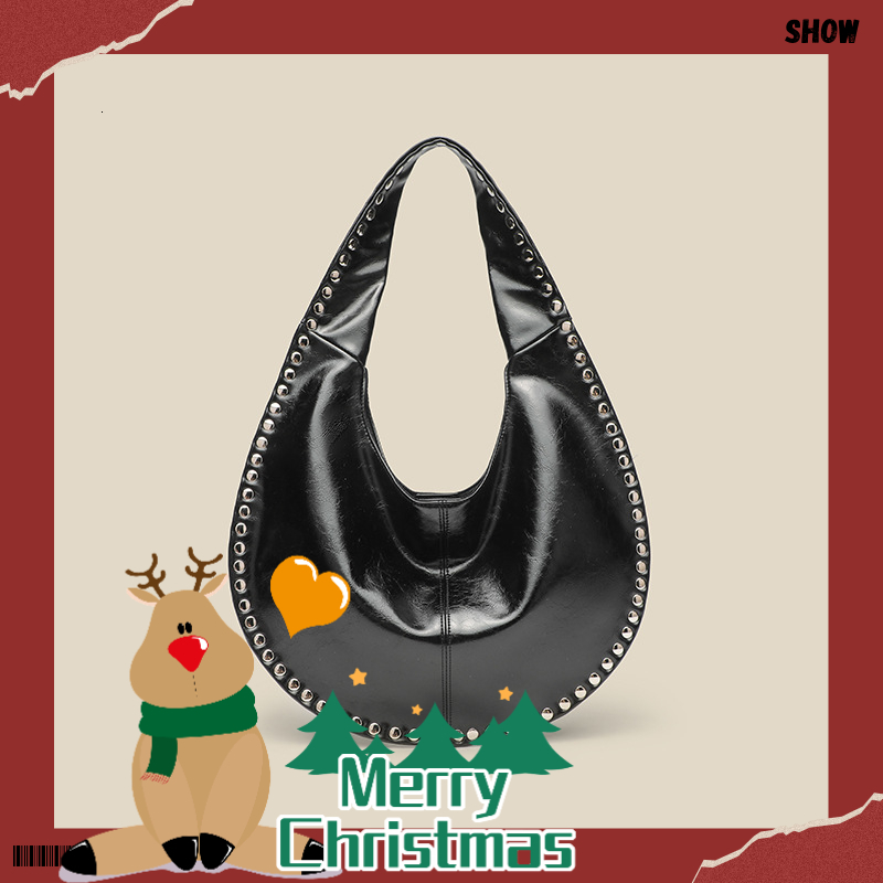 Sac à bandoulière de luxe à la mode pour femmes, cadeau de noël, sac de luxe, Rivet croissant sous les bras, sac à main décontracté de styliste p