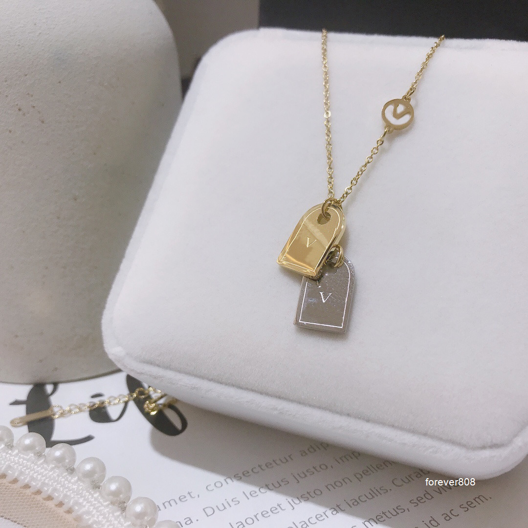 Colliers pendentifs Collier de mode chaîne ras du cou 925 plaqué argent plaqué or 18 carats en acier inoxydable lettre pendentif colliers pour fe
