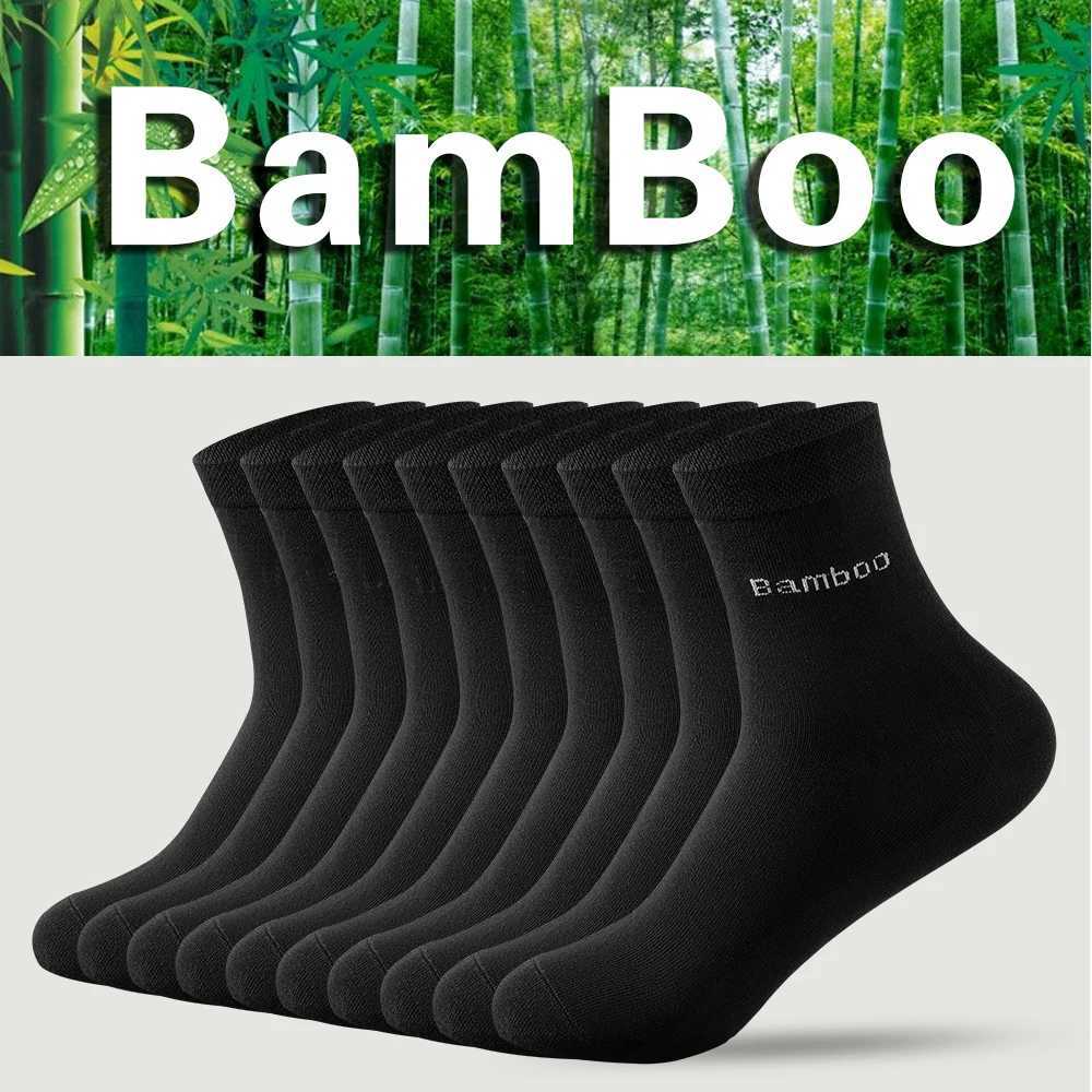 5 Pair5High Quality Man Bamboo Socks Sweat Absorbing Deodorizing Mens Business Casual Dress Socks Men Black Long Socks Gift SoxT251206
