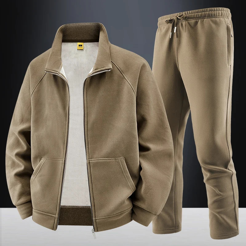 Thick Sets Casual Mens Sets Cashmere Tracksuit Outdoors Fleece Track Suits Jacket Pant Warm Fur Winter Mens Sweatshirt 251204
