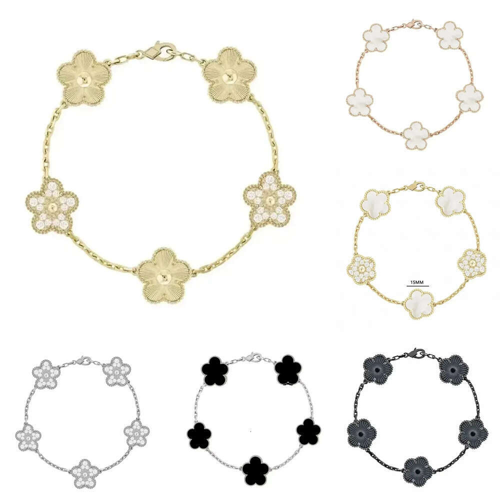 Bracelet trèfle à quatre feuilles bijoux feuille fleur bracelets 18 carats plaqué argent agate diamant mode luxe classique chaîne de charme cadea