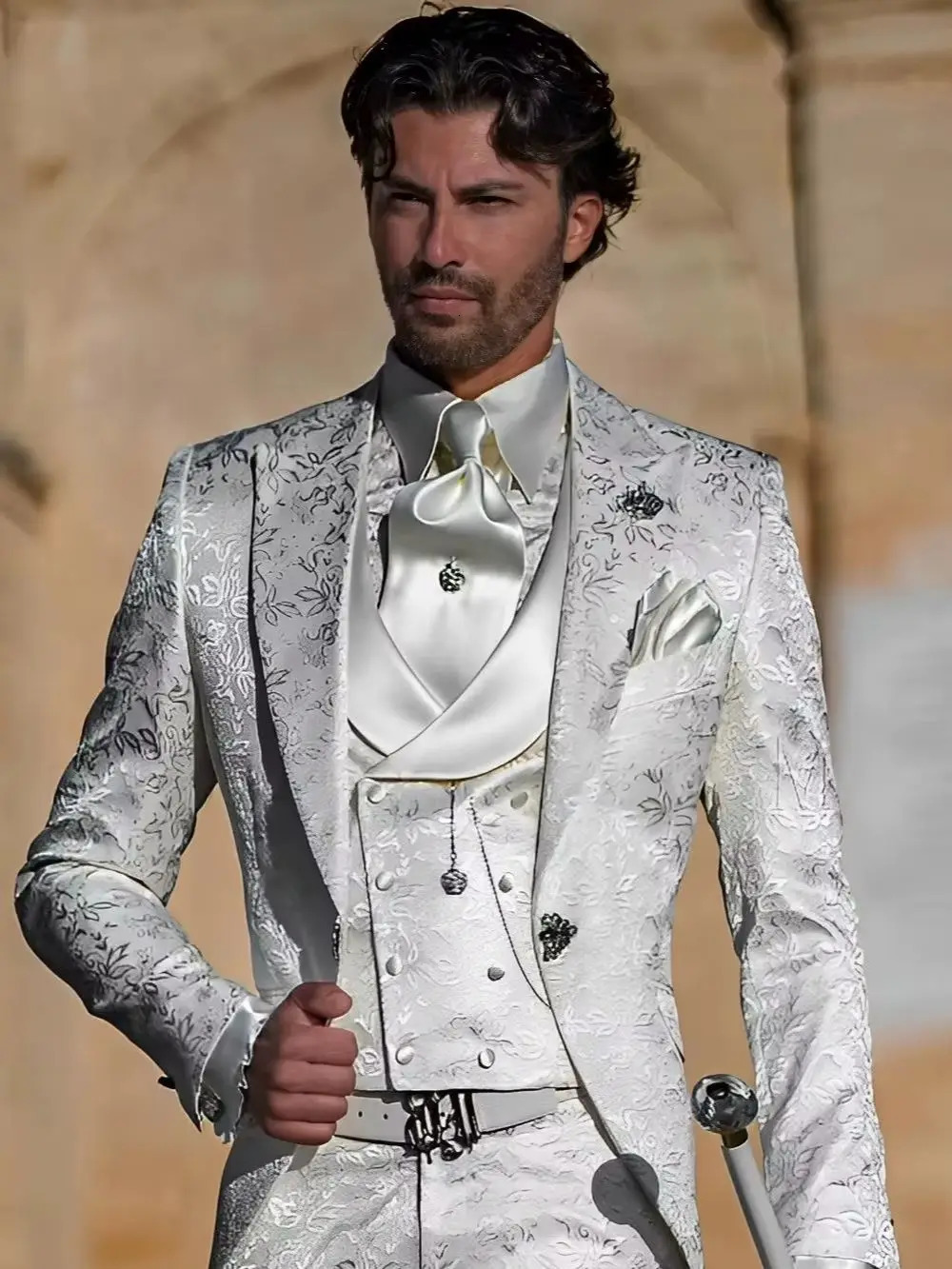 Jacquard Mens Suit 3 Piece Suit Groom Party Tuxedo Wedding Mens Formal Jacket Pants Vest Slim Fit Custom Suit Male 251203
