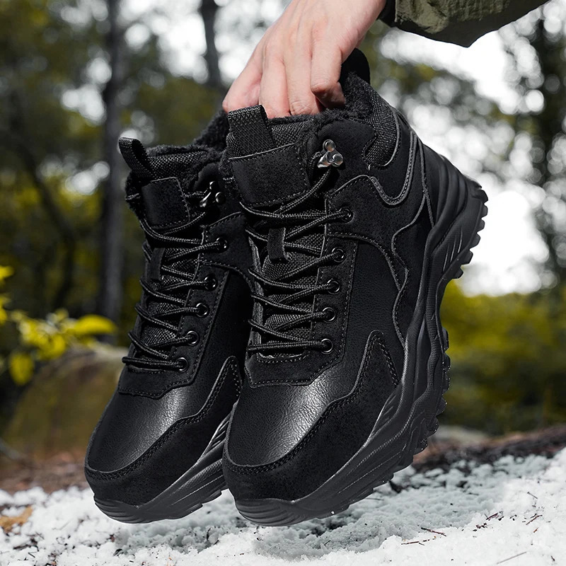 YRZL Bottes de Neige Bottes d'hiver Thermiques pour Hommes Antidérapantes imperméables Doublées Chaudes légères Chaussures de Travail de randonné