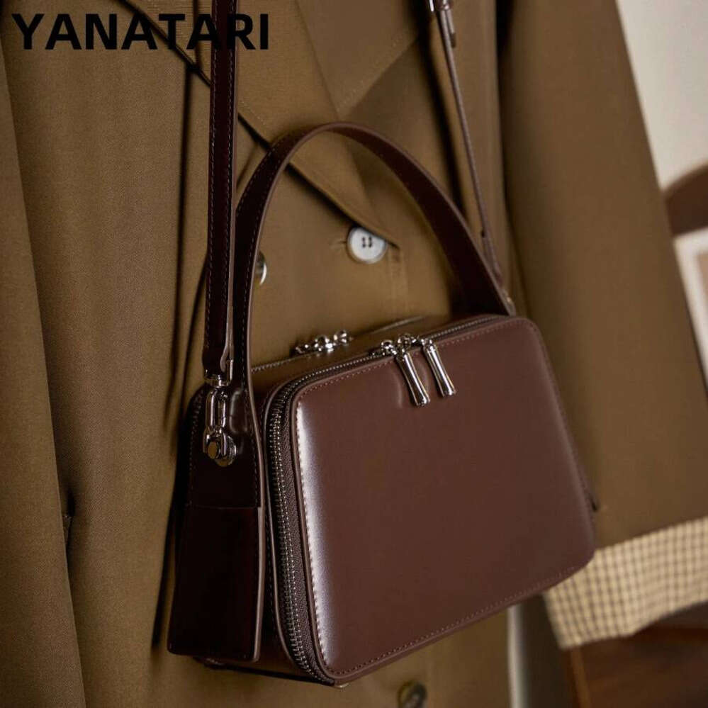 YANATARI underarm cowhide Genuine leather handbags women vintage shoulder bag female crossbody bags luxury high quality 2025 Young ladies' b