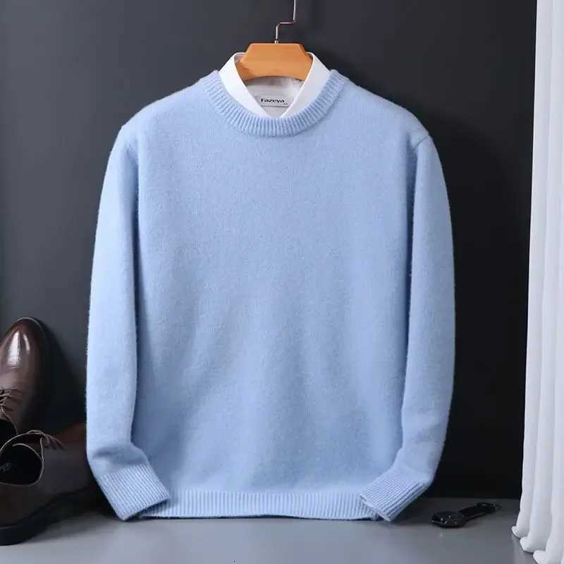 Nouveau col rond pulls en laine hommes solide automne hiver chaud cachemire tricoté pulls mâle décontracté basique doux tricots pull M251206