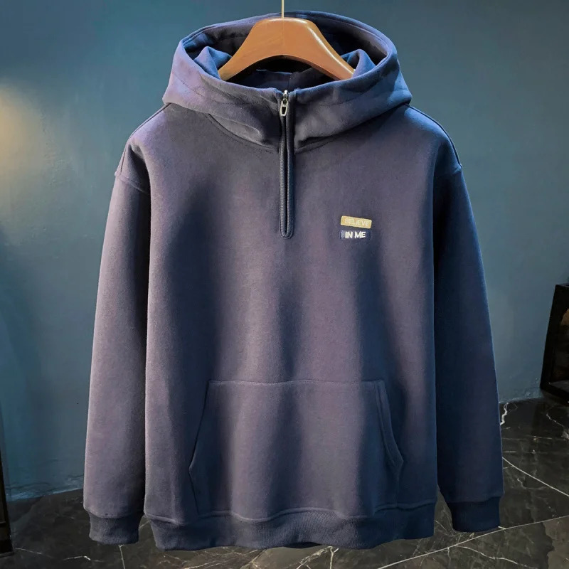 Sweat-shirt ample et décontracté pour homme, surdimensionné, à capuche, demi-zip, automne/hiver 2025, 251201