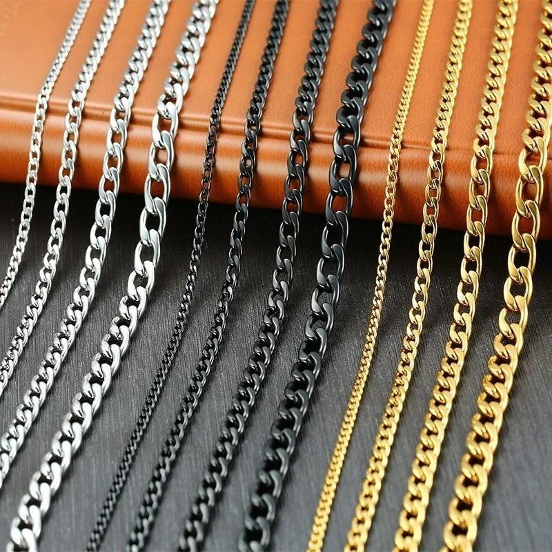Vnox Mens Cuban Link Chain Necklace Stainless Steel Black Gold Color Male Choker colar Jewelry Gifts for Him 251203