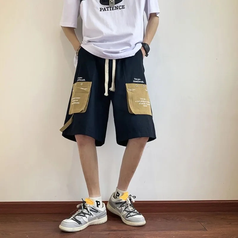 Cargo Shorts Mens Sports Summer American Splicing Elastic Waist Loose Color Collision Trousers Casual Versatile Shorts Male 251205