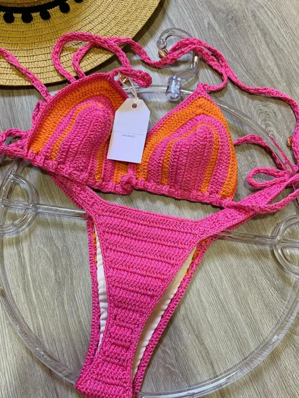 Crochet Bikini fait à la main ensembles Sexy String brésil maillot de bain maillot de bain Boho maillots de bain pour les femmes tenue de vacance