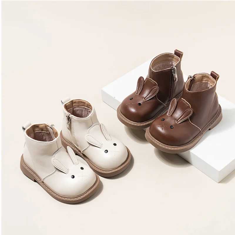 Bottes d'extérieur pour bébés filles, chaussures de princesse montantes à fermeture éclair, antidérapantes, lapin de dessin animé, première march