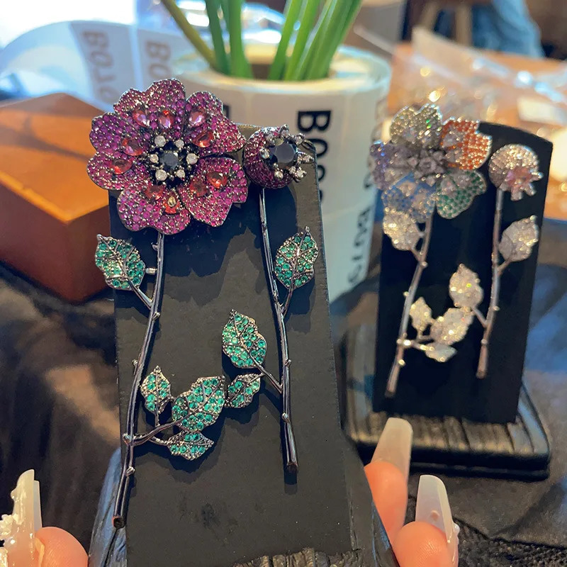 SUYU été femmes personnalisé asymétrique rétro 3D fleur boucles d'oreilles petite Rose boucles d'oreilles femme 251204
