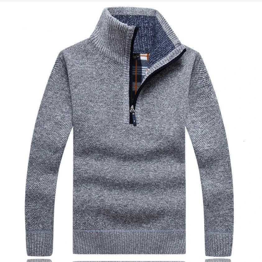 Pull polaire à col roulé pour hommes, épais, demi-fermeture éclair, chaud, Slim, tricoté, en laine, pour le printemps, M251206