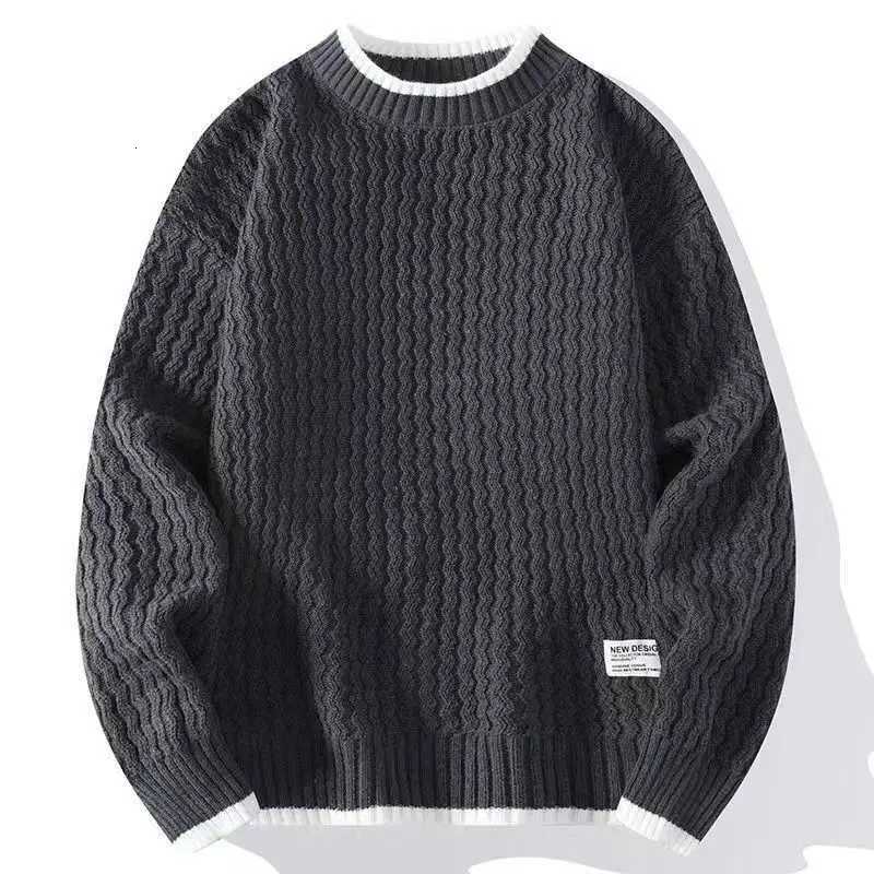 Pull tricoté rétro décontracté pour hommes, automne et hiver, pull chaud à col rond, couche de base tendance tricotée à la main pour adolescents
