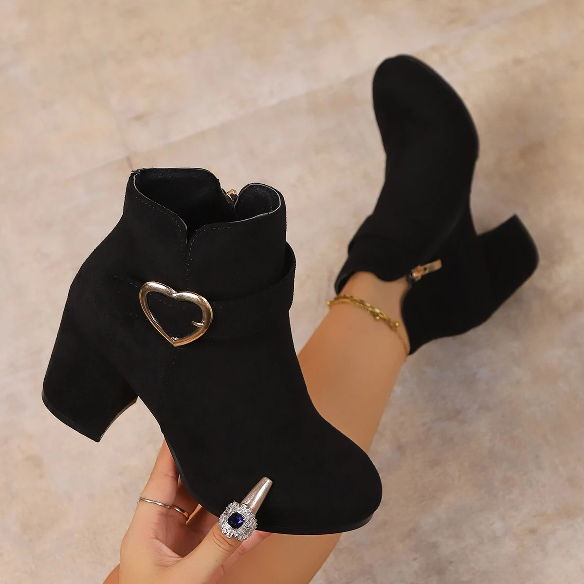 2025 femmes anti-dérapant bottines plate-forme fermeture éclair talons hauts bottes courtes confortable er chaussures femmes Zapatos De Mujer 251
