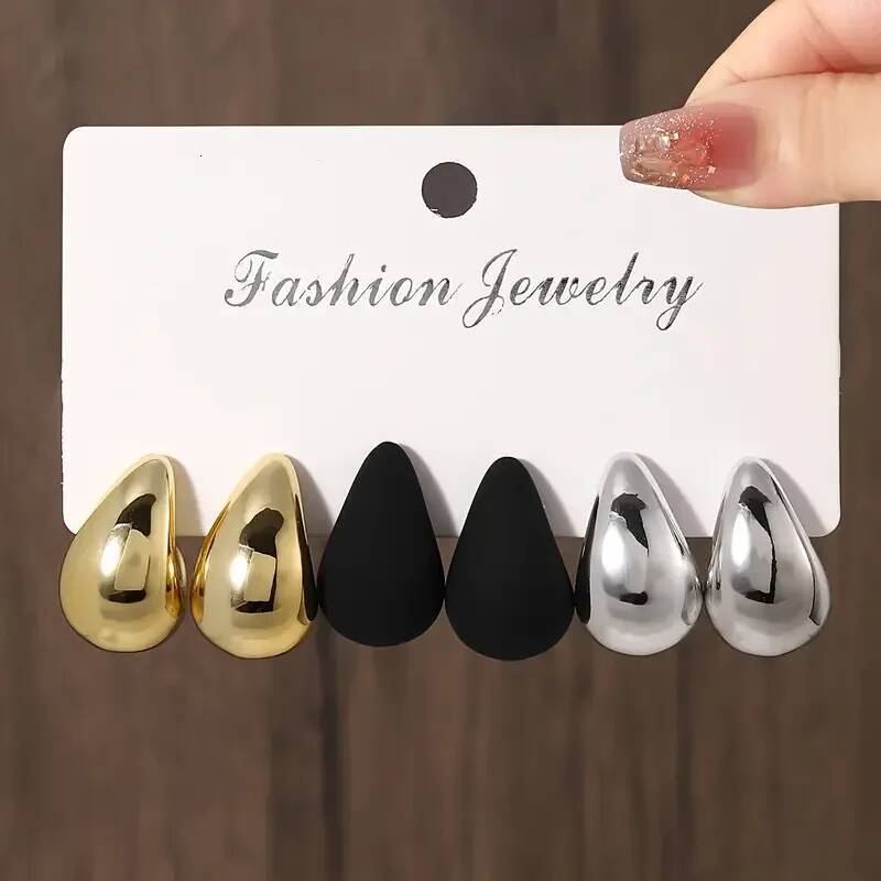 Vintage élégant larme boucles d'oreilles ensemble Chic Simple mode boucles d'oreilles légères pour les femmes vêtements quotidiens fête bijoux ca