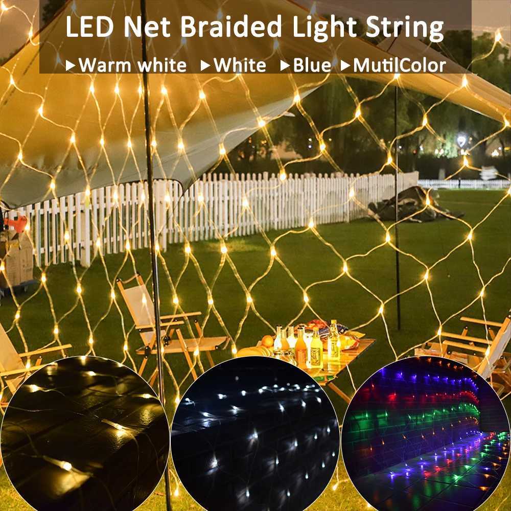 Filet LED chaîne d'éclairage chaud blanc bleu multicolore extérieur 220 V 110 V jardin de Noël vacances décor à la maison fête de mariage fée M25