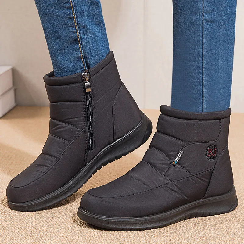 Bottes femmes 2025 chaussures d'hiver pour femmes bottines fourrure chaude Botas Mujer imperméable talons bas bottes de neige chaussures plates d
