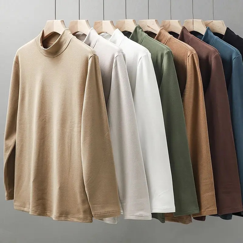 Thermal Underwear Tops Woman Autumn Clothes Thermal Shirt Mens Winter Tights Half High Collar Slim Fit Long Sleeve T-shirt 251202