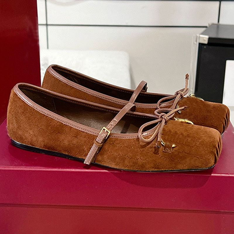 Mules à mors en daim marron Accessoires de quincaillerie doré clair Chaussures décontractées Dames élégantes Détail d'arc en cuir Mules à semelle